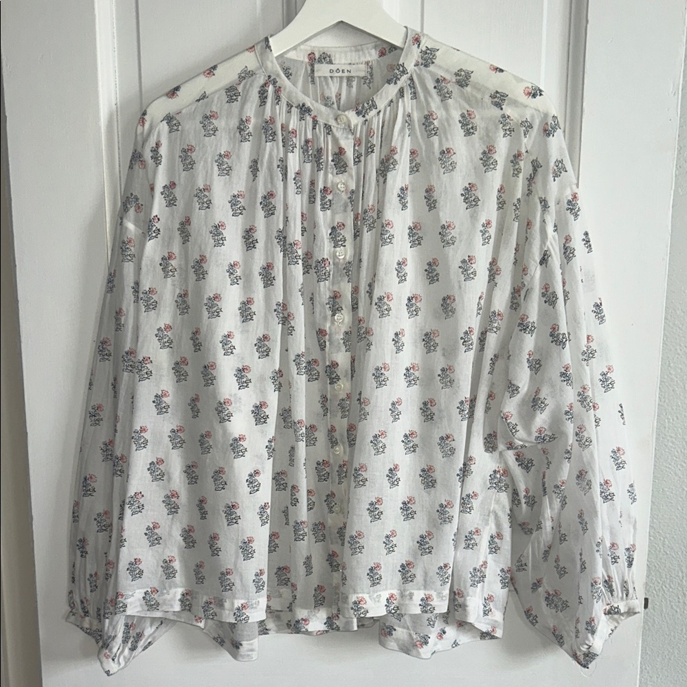 Doen Jane Blouse in Unique Hand-Blocked Print